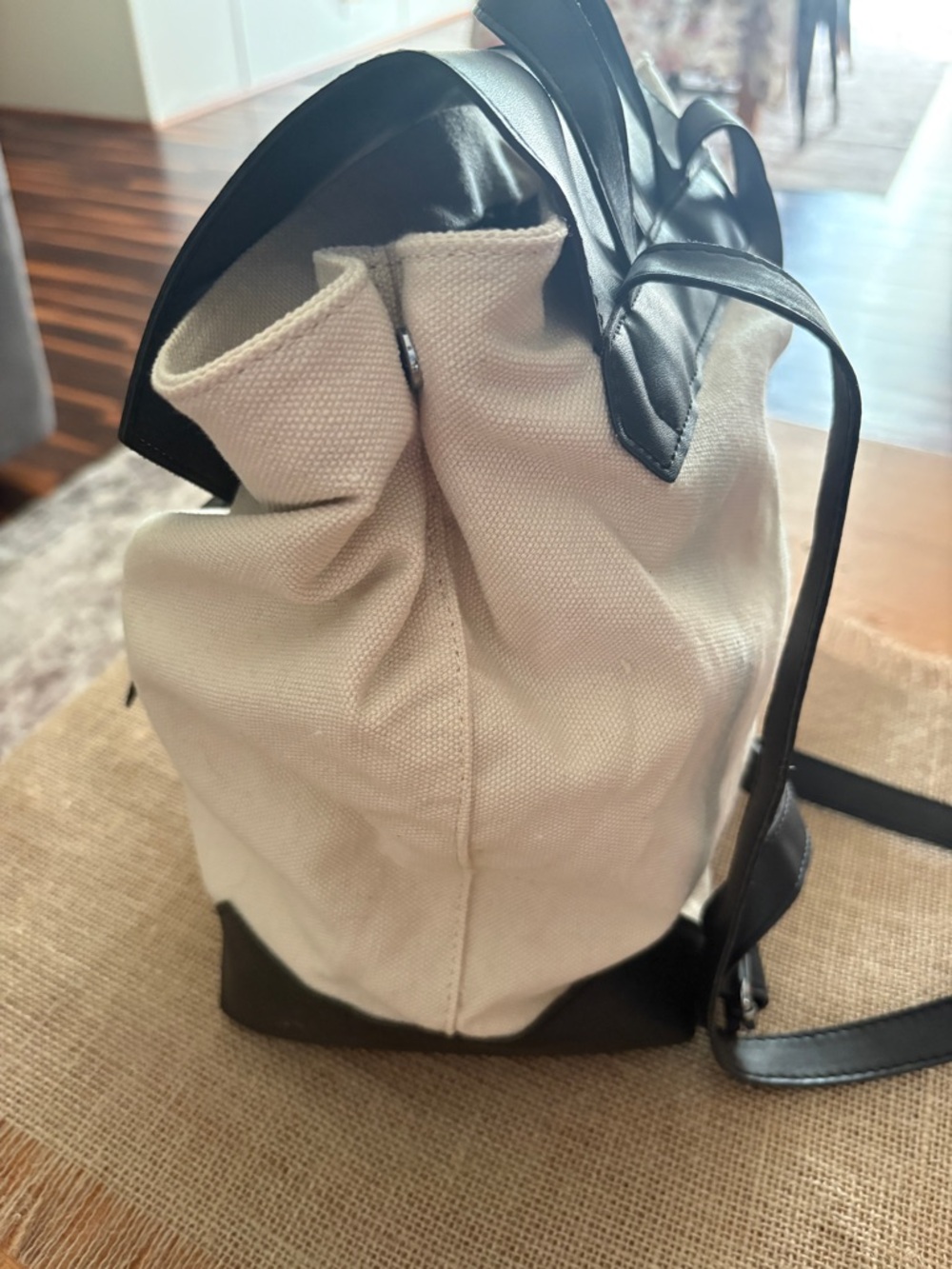 Canvas & Leather Backpack Bag - Picture 3 of 4